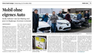 Bild des Zeitungsartikels "Mobil ohne eignes Auto" von Dieter Krantz im KStA